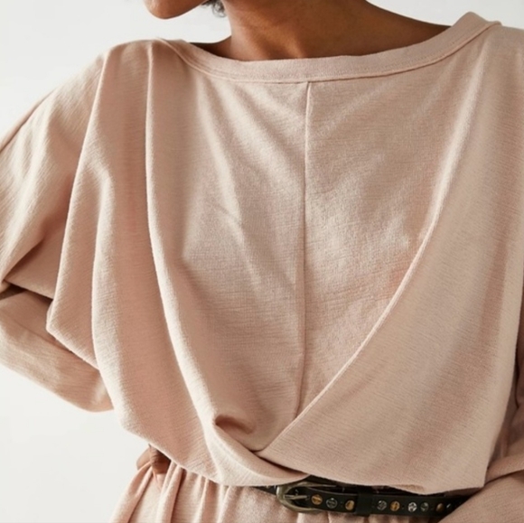 Free People FP Beach Santa Maria Mini Wrap Knit Dress Twist Dolman XL Sand NICE - Picture 4 of 12